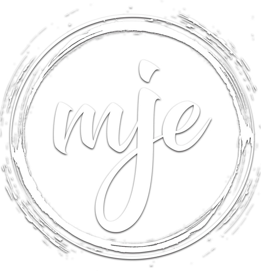 MJE photo booths logo in white